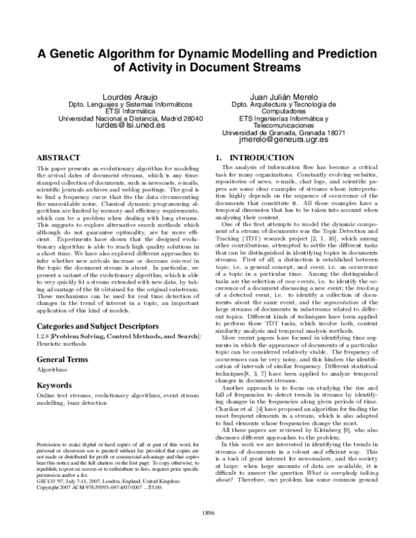 (PDF) A genetic algorithm for dynamic modelling and prediction of ...