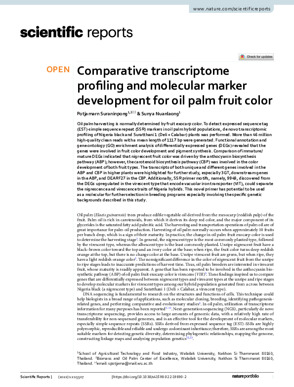 (PDF) Comparative transcriptome profiling and molecular marker ...