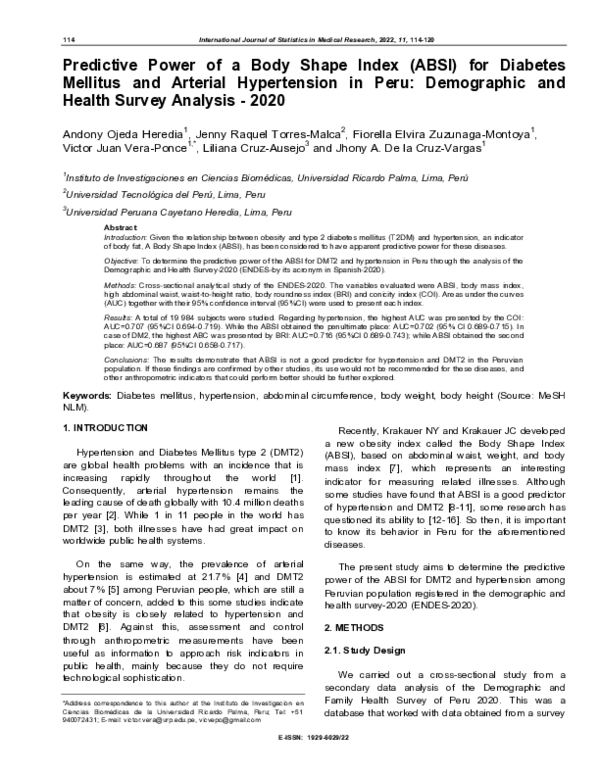(PDF) Predictive Power of a Body Shape Index (ABSI) for Diabetes ...