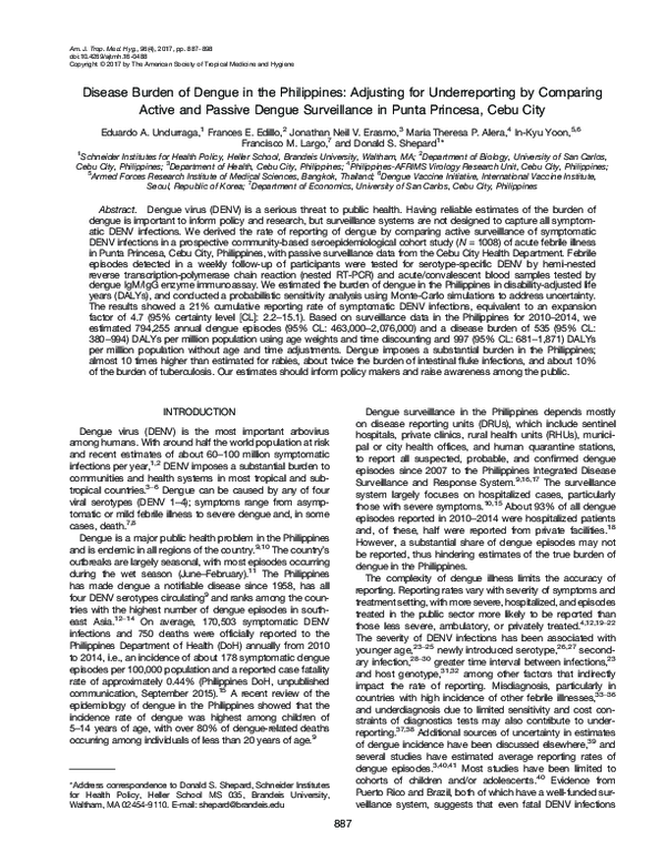 (PDF) Disease Burden of Dengue in the Philippines: Adjusting for ...
