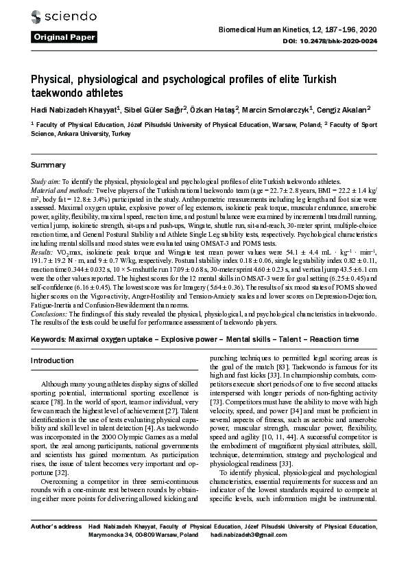 (PDF) Physical, physiological and psychological profiles of elite ...