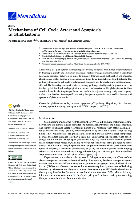 (PDF) Mechanisms of Cell Cycle Arrest and Apoptosis in Glioblastoma
