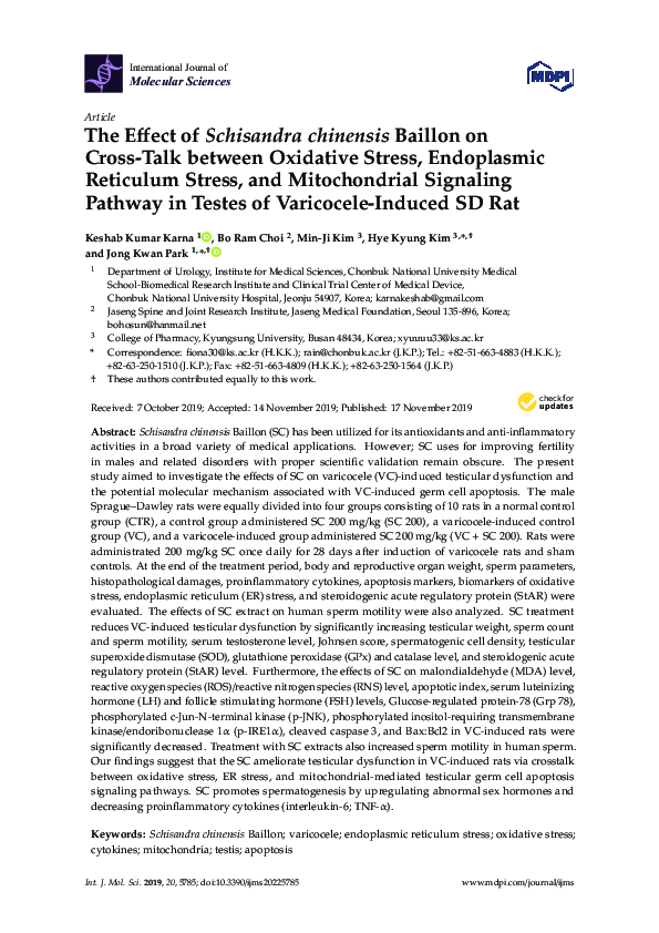 (PDF) The Effect of Schisandra chinensis Baillon on Cross-Talk between ...