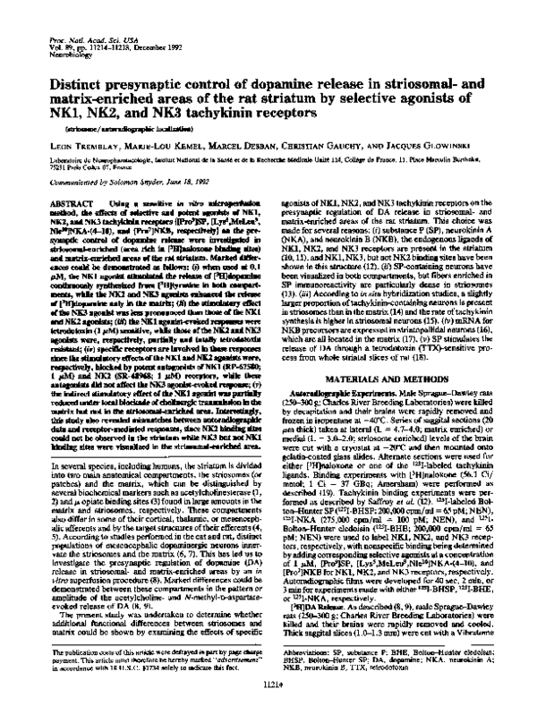 (PDF) Distinct presynaptic control of dopamine release in striosomal ...