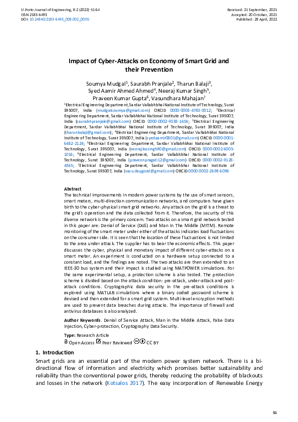 (PDF) Impact of Cyber-Attacks on Economy of Smart Grid and their Prevention