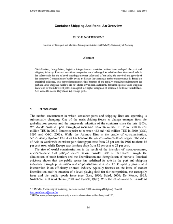 (PDF) Container Shipping And Ports: An Overview