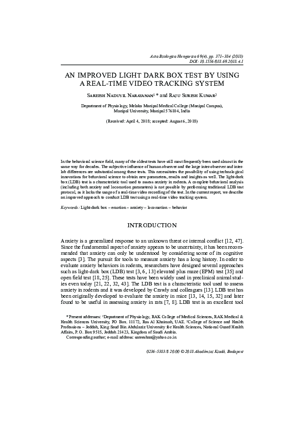 (PDF) An improved light dark box test by using a realtime video
