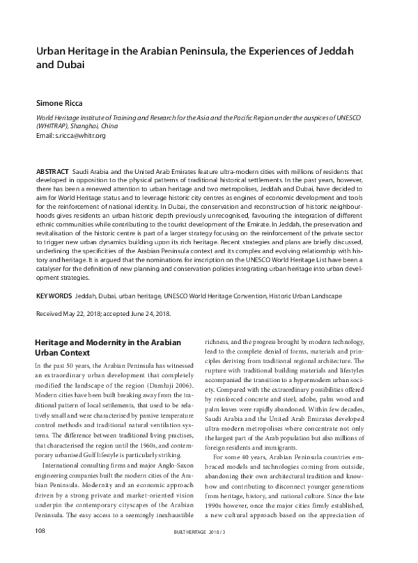 (PDF) Urban Heritage in the Arabian Peninsula, the Experiences of ...