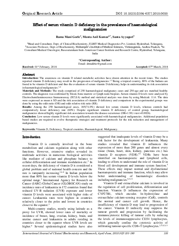 (PDF) Effect of serum vitamin D deficiency in the prevalence of ...