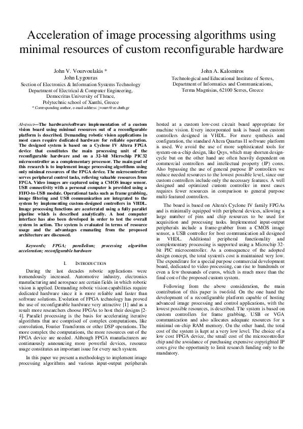 (PDF) Acceleration of Image Processing Algorithms Using Minimal ...