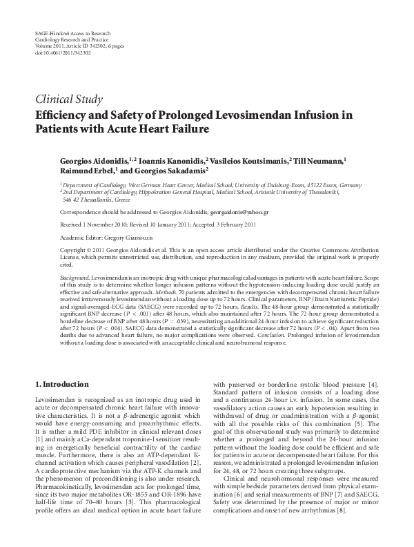 (PDF) Efficiency and safety of prolonged levosimendan infusion in ...