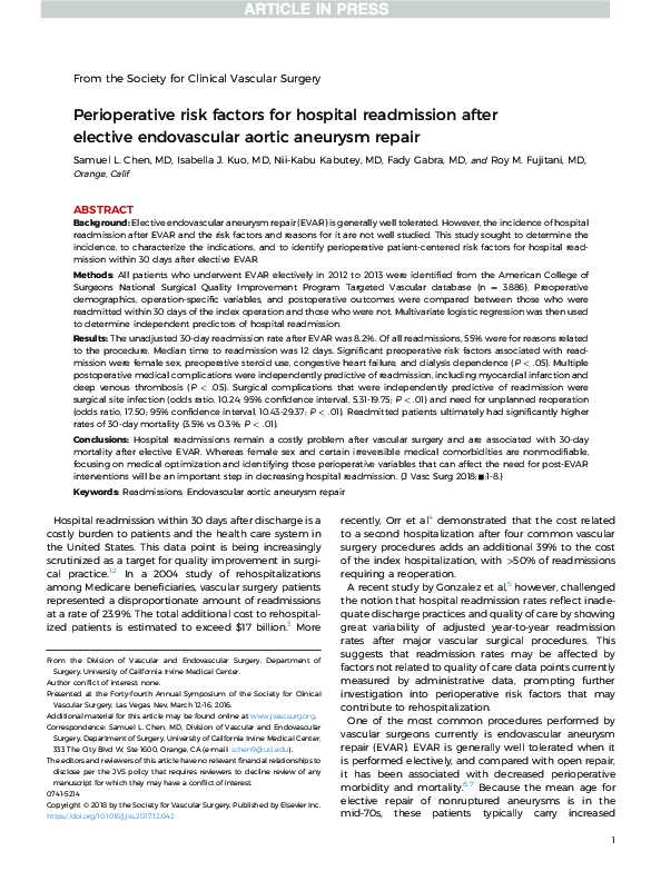 (PDF) Perioperative risk factors for hospital readmission after ...