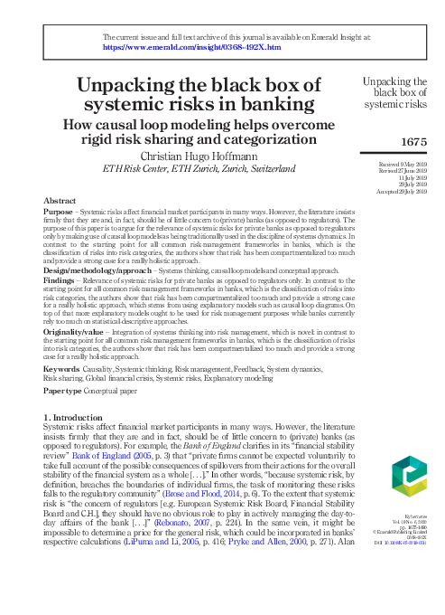 (PDF) Unpacking the black box of systemic risks in banking