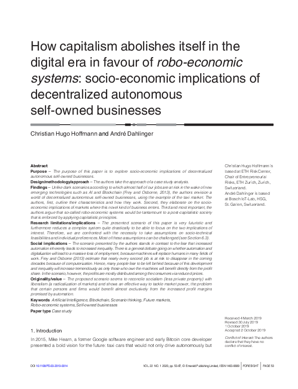 (PDF) How capitalism abolishes itself in the digital era in favour of ...