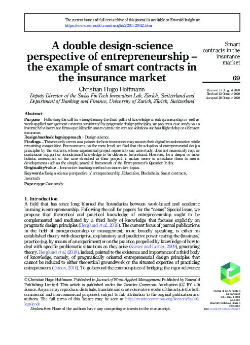 (PDF) A double design-science perspective of entrepreneurship – the ...