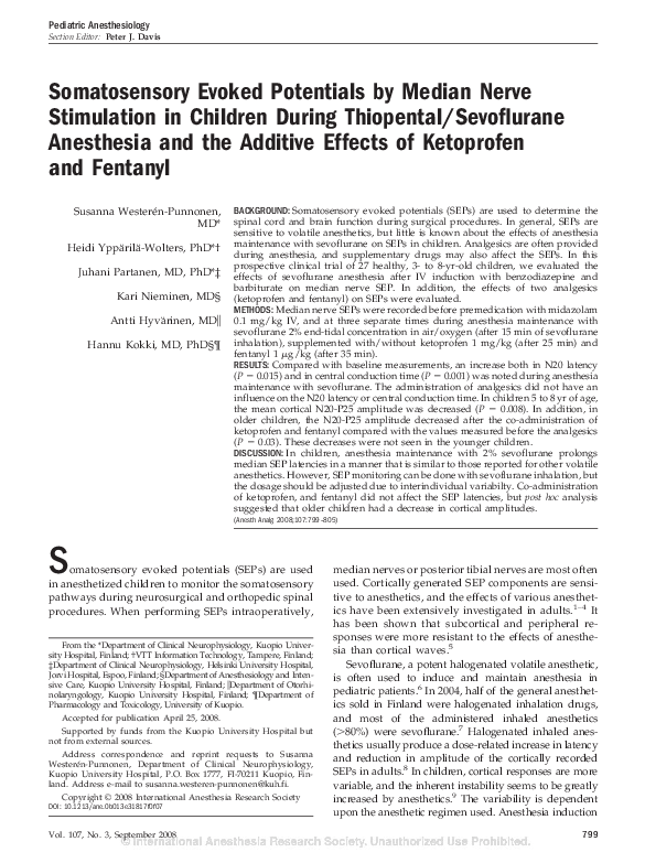 (PDF) Somatosensory Evoked Potentials by Median Nerve Stimulation in ...