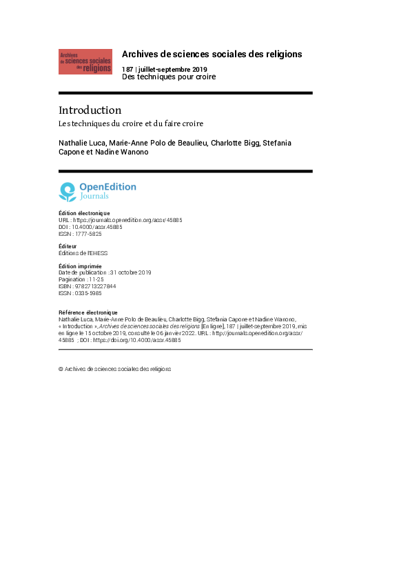 (PDF) Introduction Les techniques du croire et du faire croire