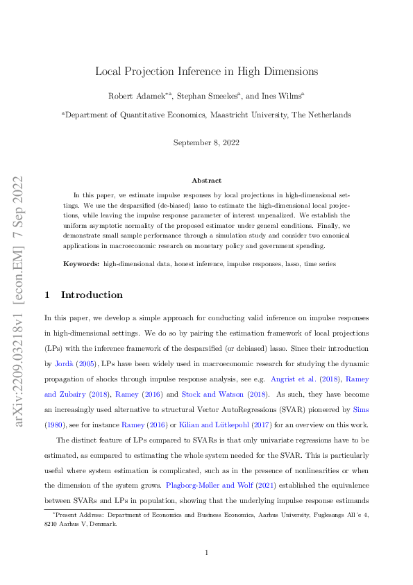 (PDF) Local Projection Inference in High Dimensions
