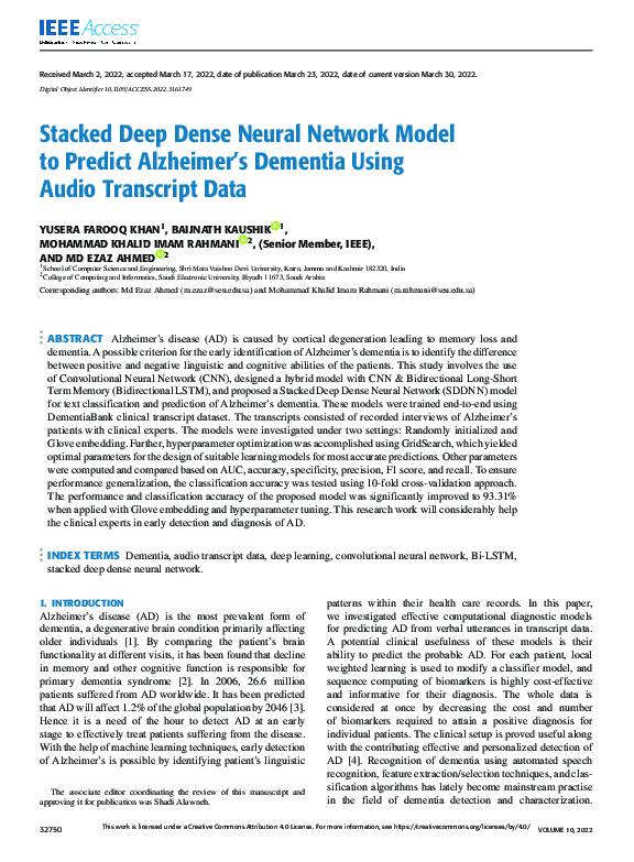 (PDF) Stacked Deep Dense Neural Network Model to Predict Alzheimer’s ...