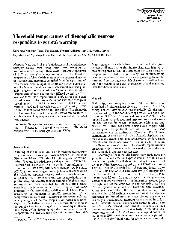 Image result for (PDF) Threshold temperatures of diencephalic neurons responding to ...