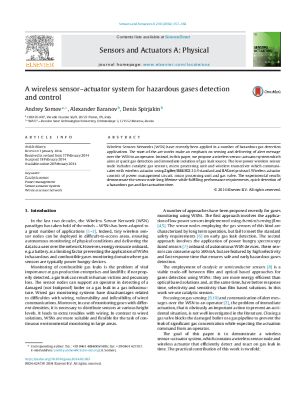 (PDF) A wireless sensor–actuator system for hazardous gases detection ...