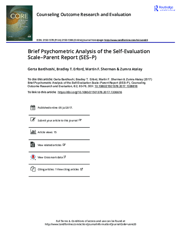 (PDF) Brief Psychometric Analysis of the Self-Evaluation Scale–Parent ...