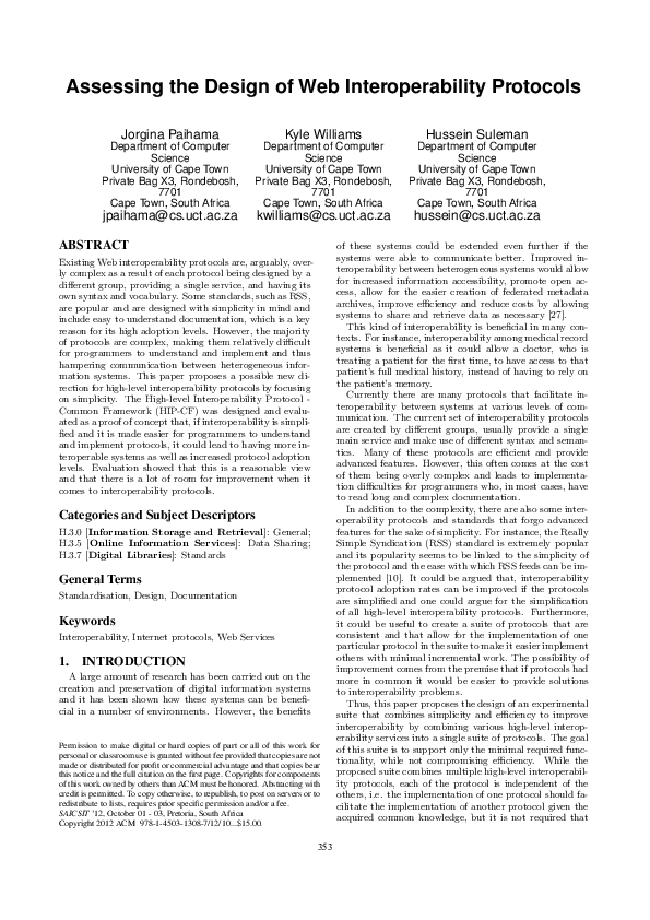 (PDF) Assessing the design of web interoperability protocols