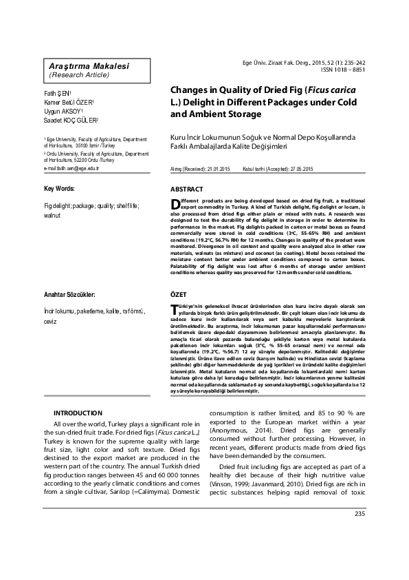 (PDF) Changes in Quality of Dried Fig (Ficus carica L.) Delight in ...