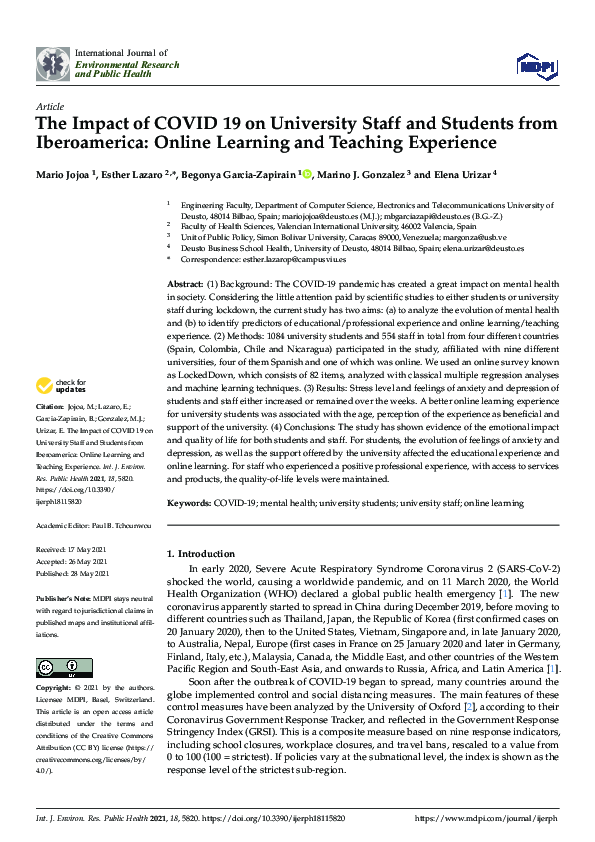 (PDF) The Impact of COVID 19 on University Staff and Students from ...