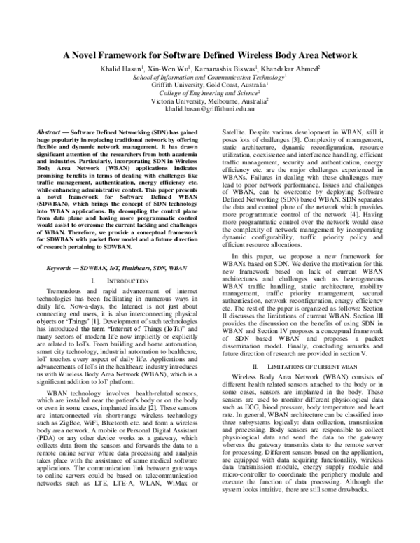 (PDF) A Novel Framework for Software Defined Wireless Body Area Network