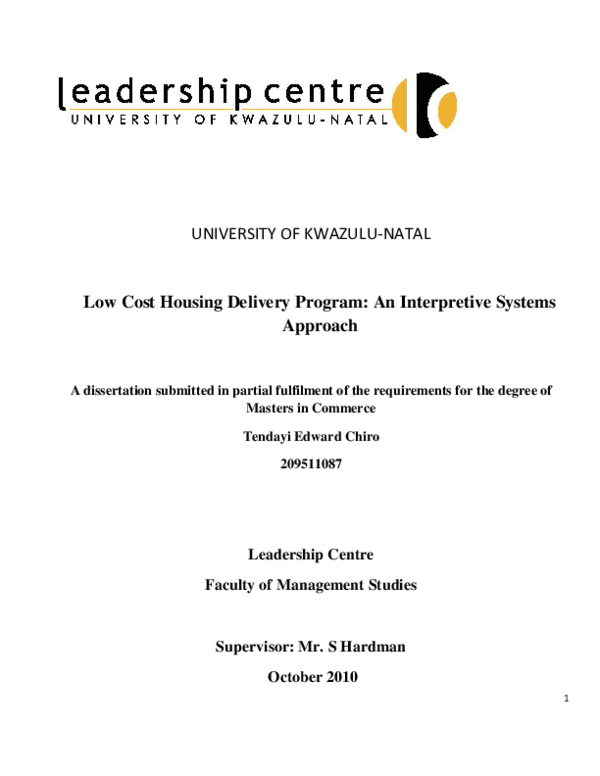 Pdf Low Cost Housing Delivery Program Photo Inspiration