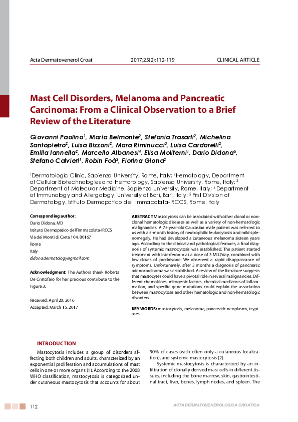 (PDF) Melanoma and Pancreatic Carcinoma From a Clinical Observation
