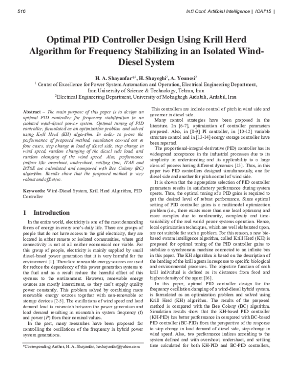 (PDF) Optimal PID Controller Design Using Krill Herd Algorithm for ...