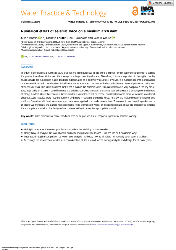 (PDF) Numerical effect of seismic force on a medium arch dam
