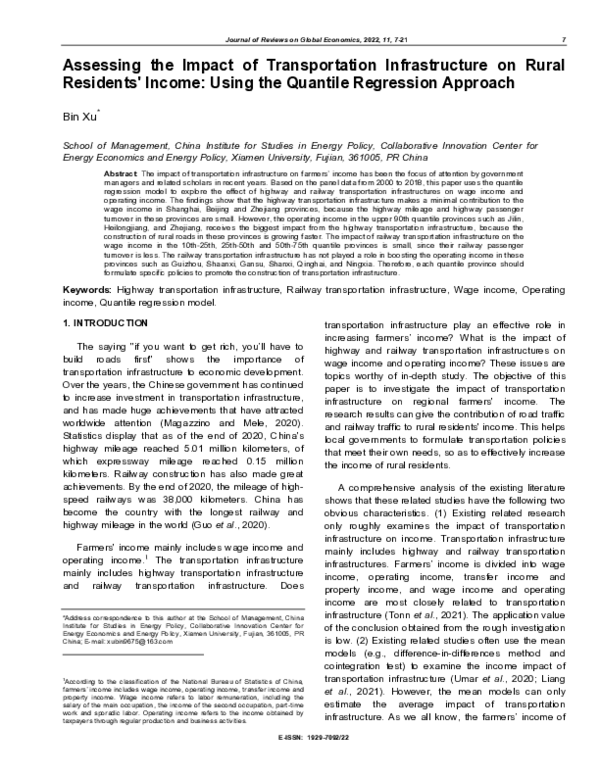 (PDF) Assessing the Impact of Transportation Infrastructure on Rural ...