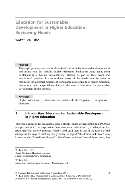 (PDF) Education for Sustainable Development in Higher Education ...