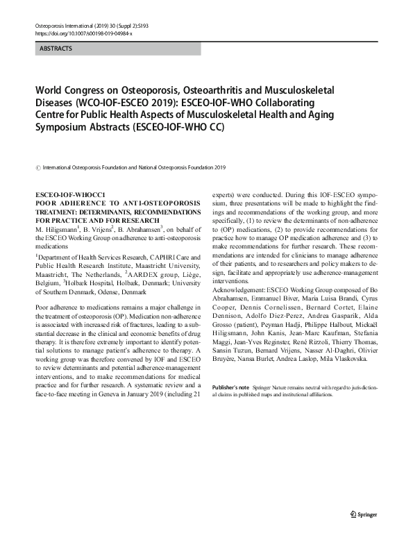 (PDF) Determinants of adherence to osteoporosis treatment in clinical ...
