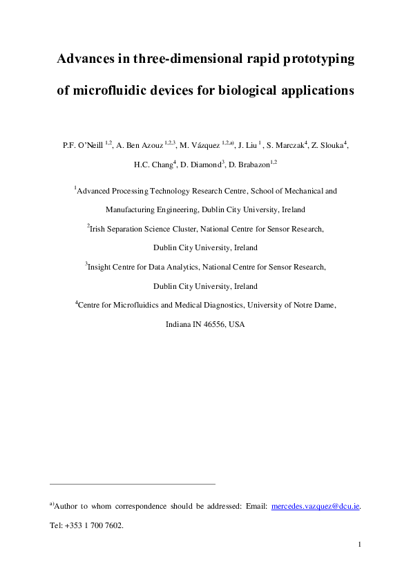 (PDF) Advances in three-dimensional rapid prototyping of microfluidic ...