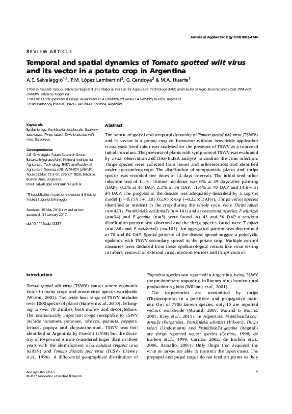 (PDF) Temporal and spatial dynamics of Tomato spotted wilt virus and ...