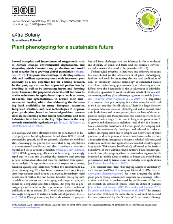 (PDF) Plant phenotyping for a sustainable future