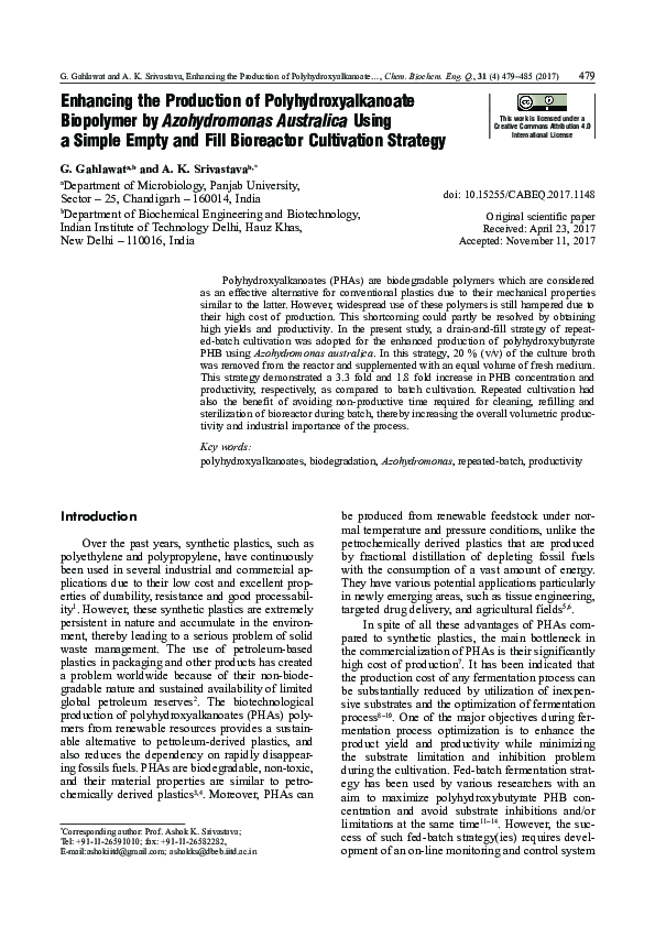 (PDF) Enhancing the Production of Polyhydroxyalkanoate Biopolymer by ...