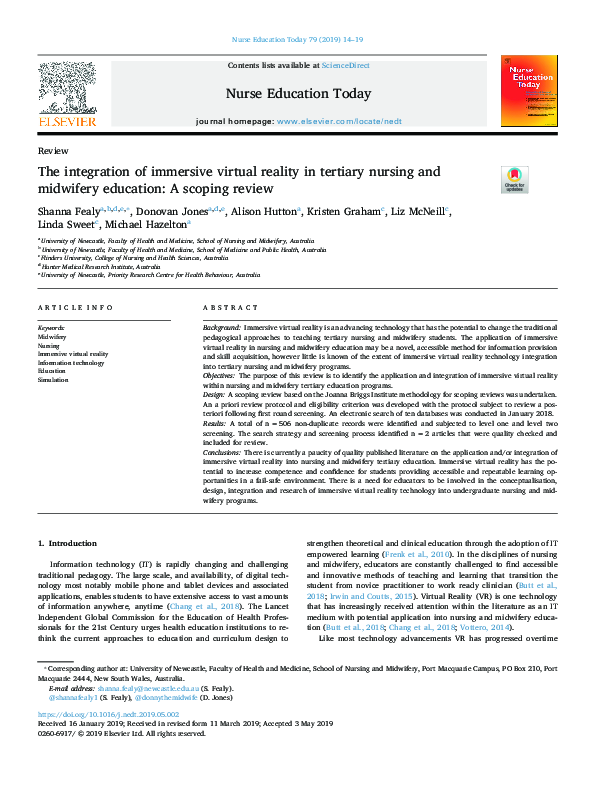 (PDF) The integration of immersive virtual reality in tertiary nursing ...