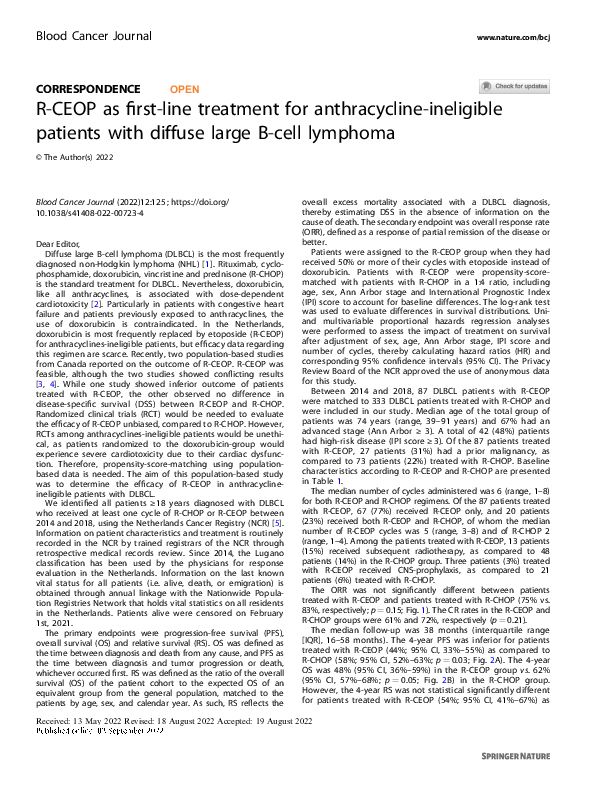 (PDF) R-CEOP as first-line treatment for anthracycline-ineligible ...