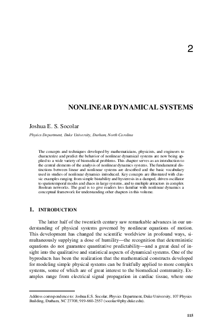 (PDF) Nonlinear Dynamical Systems