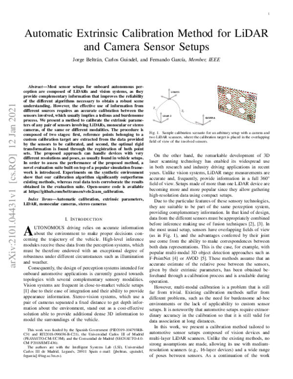 (PDF) Automatic Extrinsic Calibration Method for LiDAR and Camera ...