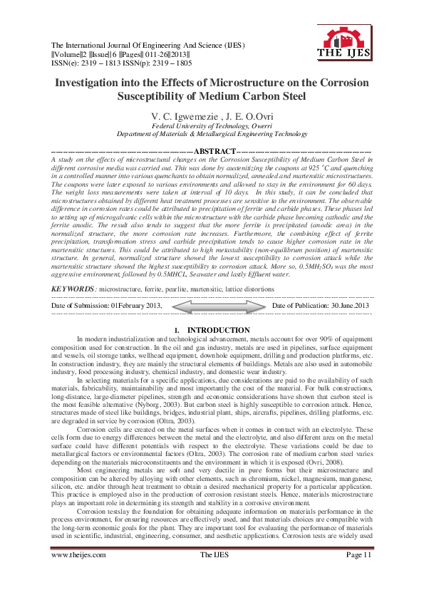 (PDF) Investigation into the Effects of Microstructure on the Corrosion ...