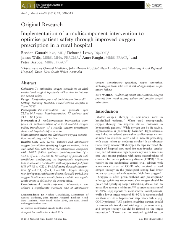(PDF) Implementation of a multicomponent intervention to optimise ...