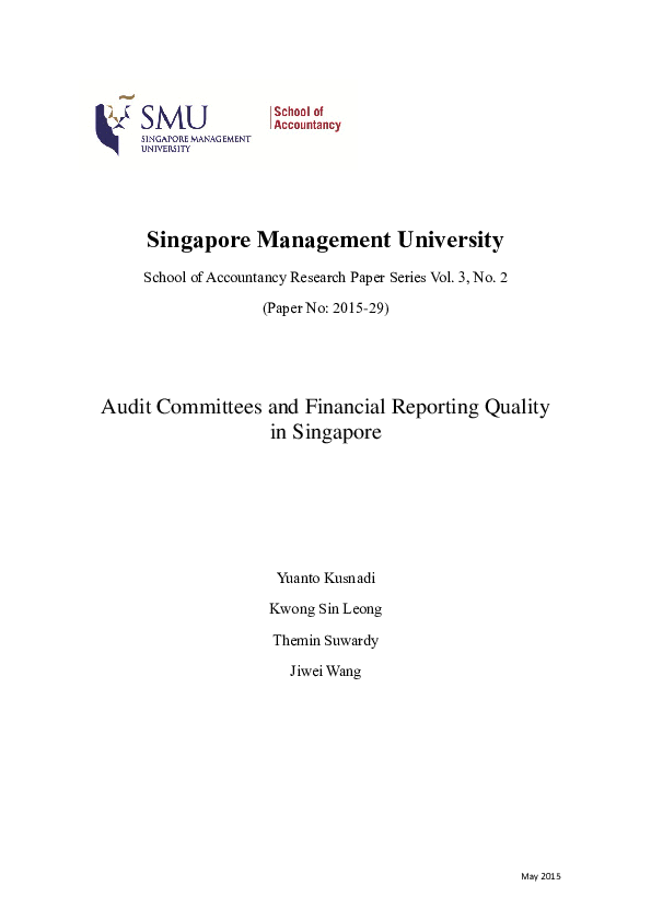 (PDF) Audit Committees and Financial Reporting Quality in Singapore