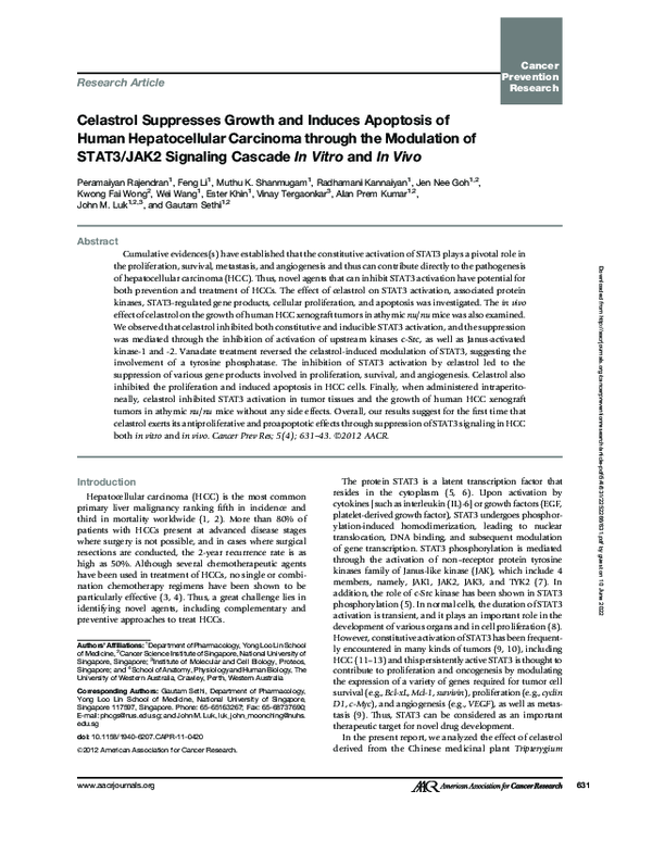 (PDF) Celastrol Suppresses Growth and Induces Apoptosis of Human ...