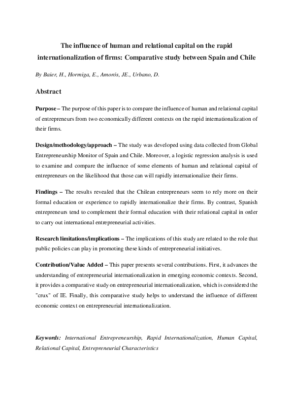 (PDF) The influence of human and relational capital on the rapid ...